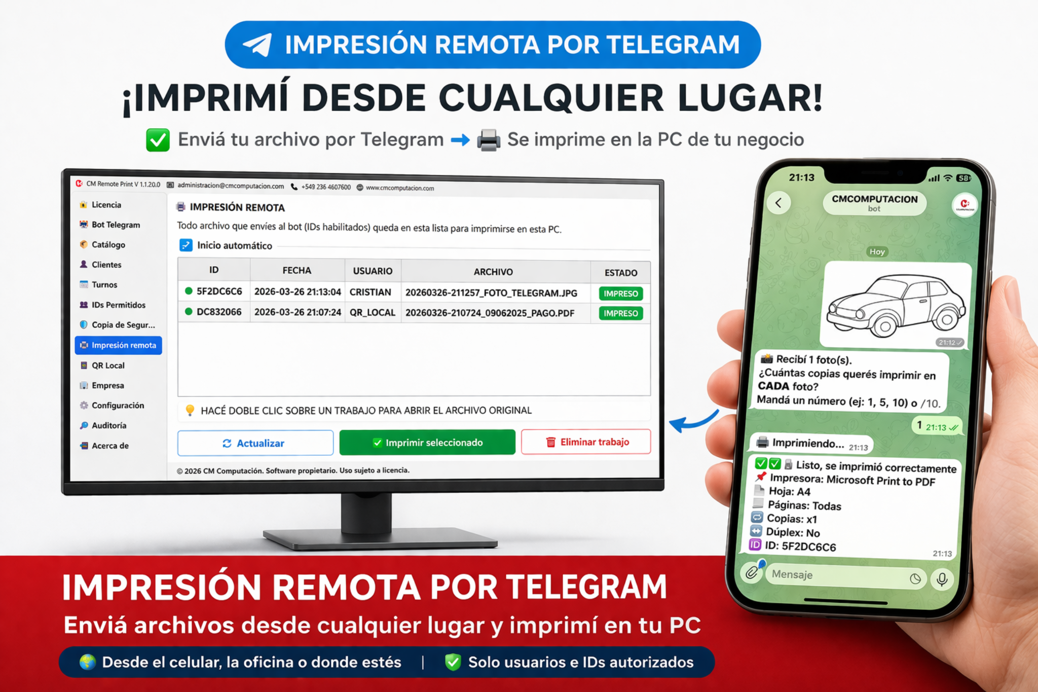 Impresión remota por Telegram en CM Remote Print